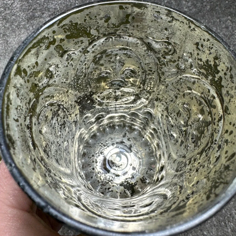 Mercury Glass Fleur De Lis Votive Candle Holders Green‎ Set of 5